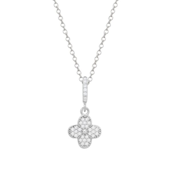 Conjunto Prateado de Trevo Cravejado de Zircônia - Imagem 4